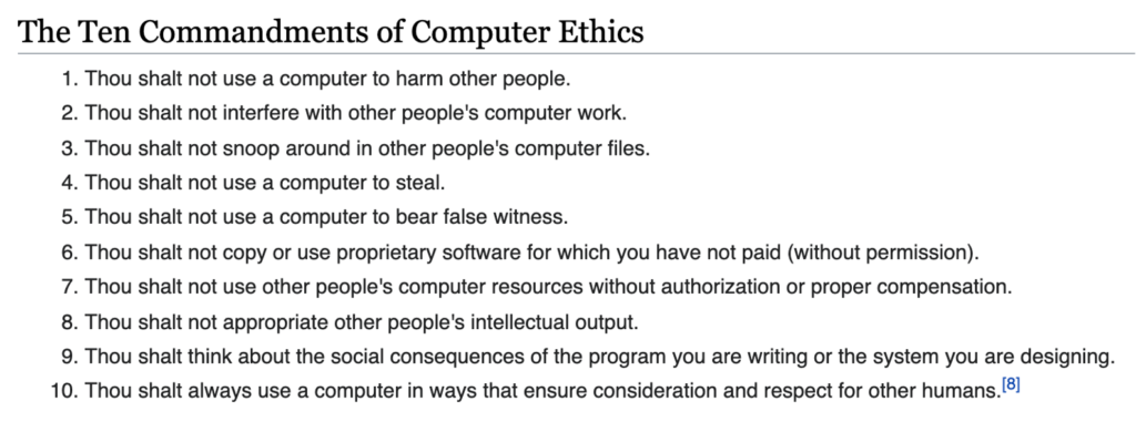#edtech for #edleaders: 10 Commandments of Computer Ethics – www ...